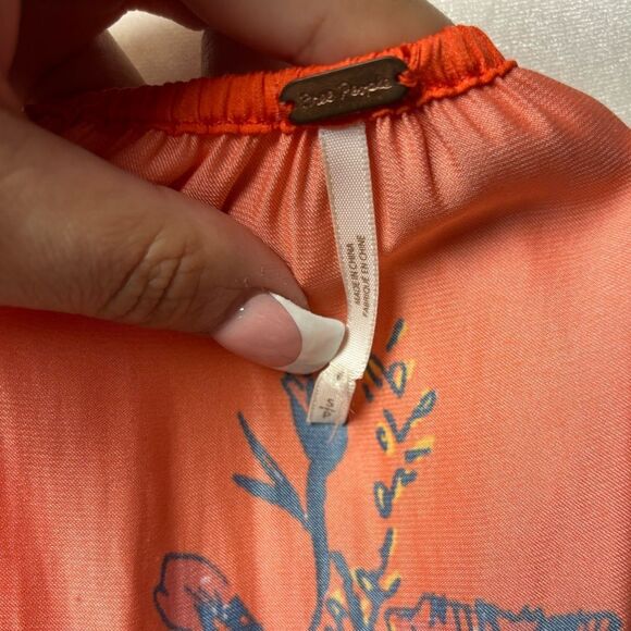 FREE PEOPLE Positano orange patchwork handkerchief blouse - Picture 12 of 12